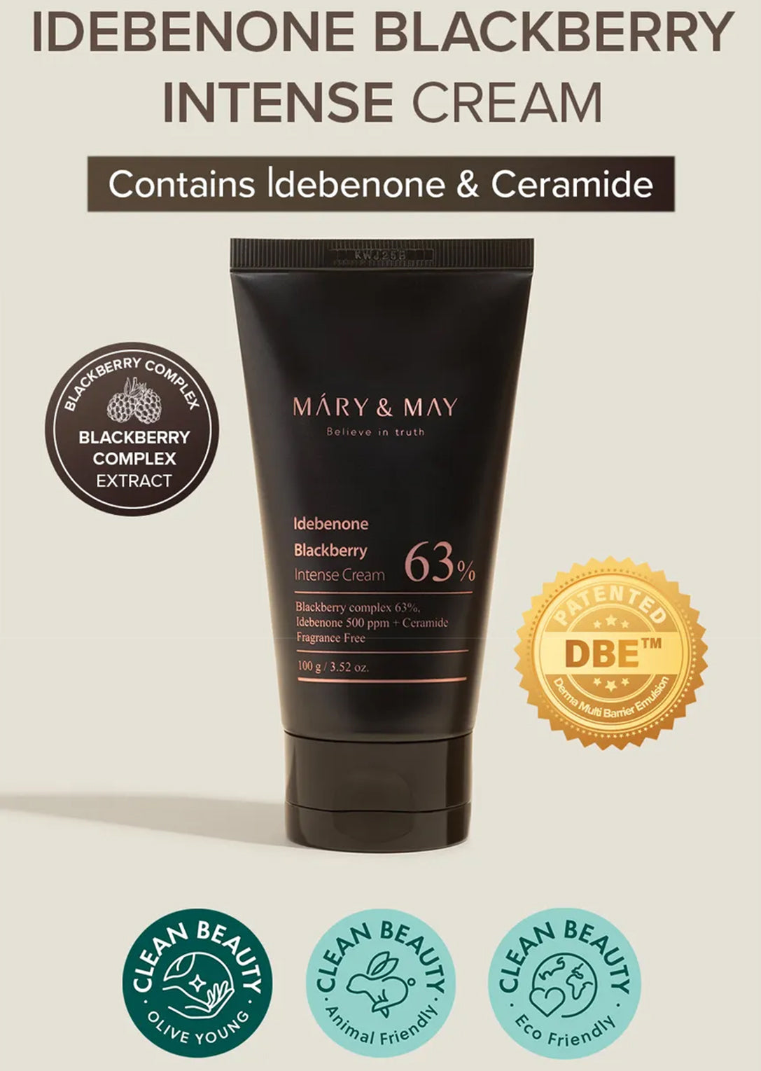 Mary&May - Idebenone Blackberry Intense Cream Tube - 100g