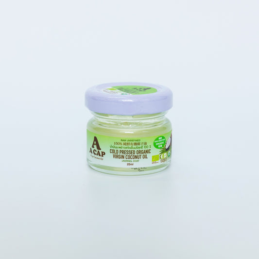 A CAP 100% Organic Raw Unrefined Cold Pressed Virgin Coconut Oil  25 ml (+Kernel Coat) USDA