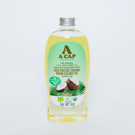 A CAP 100% Organic Raw Unrefined Cold Pressed Virgin Coconut Oil  500 ml (+Kernel Coat) USDA